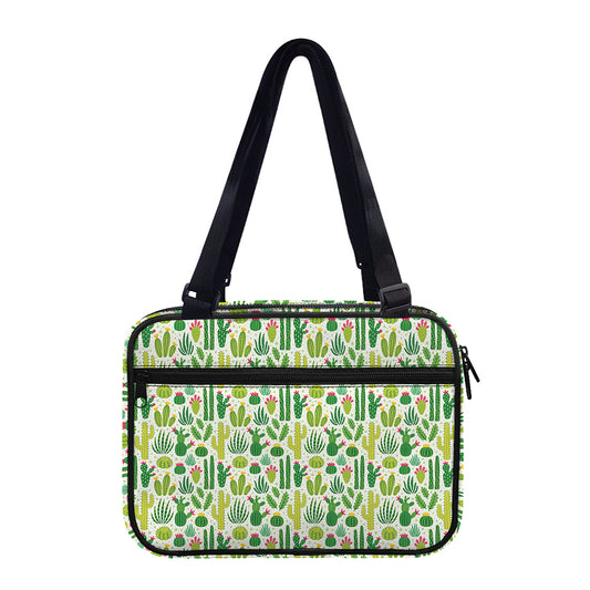 White Cactus Plant Pattern Print Double Strap Bible Bag