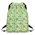 White Cactus Plant Pattern Print Drawstring Backpack