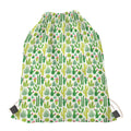 White Cactus Plant Pattern Print Drawstring Bag