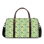 White Cactus Plant Pattern Print Duffle Bag
