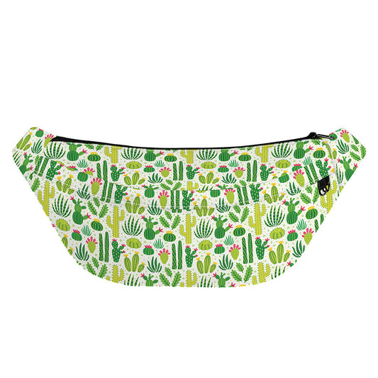 White Cactus Plant Pattern Print Fanny Pack