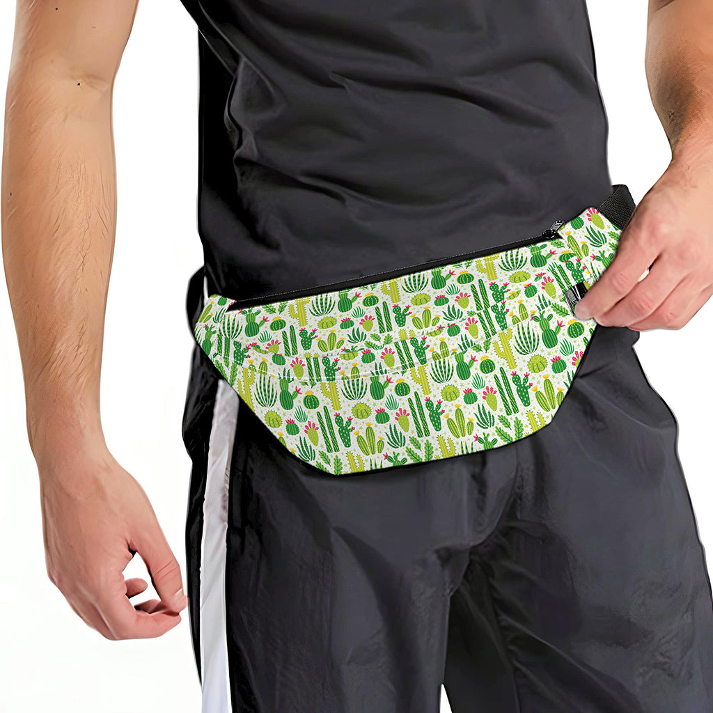 White Cactus Plant Pattern Print Fanny Pack