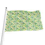 White Cactus Plant Pattern Print Flag