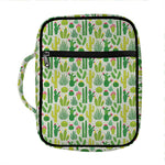 White Cactus Plant Pattern Print Front Pocket Bible Bag