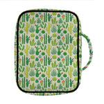 White Cactus Plant Pattern Print Front Pocket Bible Bag