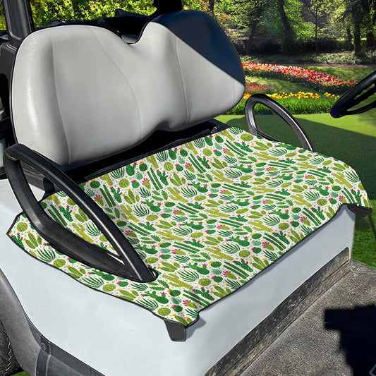 White Cactus Plant Pattern Print Golf Cart Seat Cover