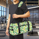 White Cactus Plant Pattern Print Gym Bag