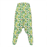 White Cactus Plant Pattern Print Hammer Pants
