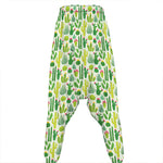 White Cactus Plant Pattern Print Hammer Pants