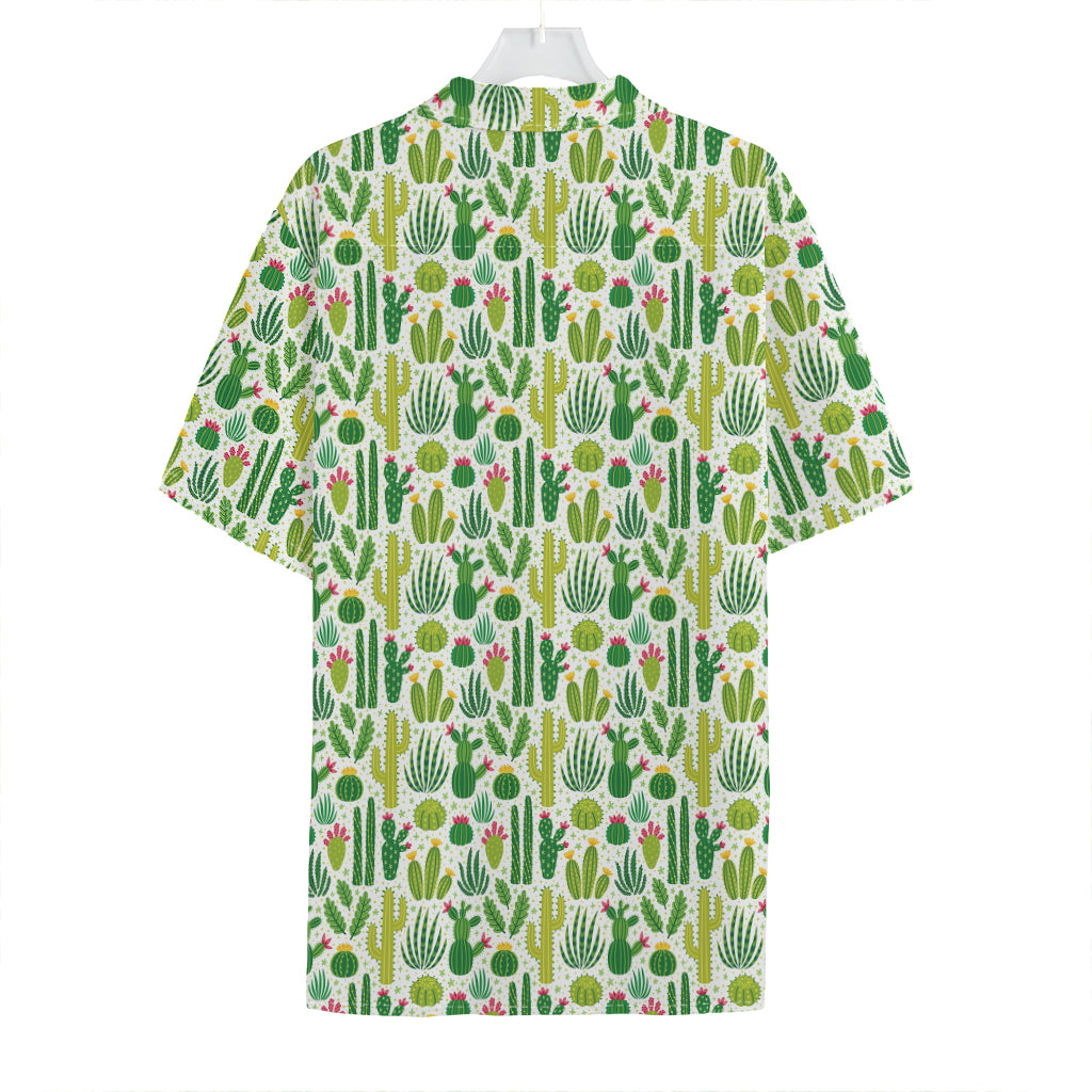 White Cactus Plant Pattern Print Hawaiian Shirt