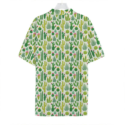 White Cactus Plant Pattern Print Hawaiian Shirt