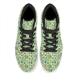 White Cactus Plant Pattern Print High Top Leather Sneakers
