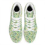 White Cactus Plant Pattern Print High Top Leather Sneakers