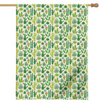 White Cactus Plant Pattern Print House Flag