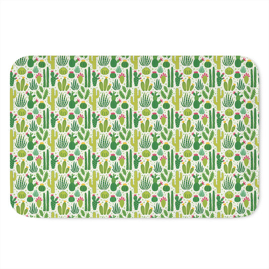 White Cactus Plant Pattern Print Indoor Door Mat
