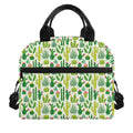 White Cactus Plant Pattern Print Insulated Lunch Bag