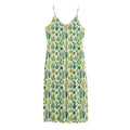 White Cactus Plant Pattern Print Jersey Midi Cami Dress