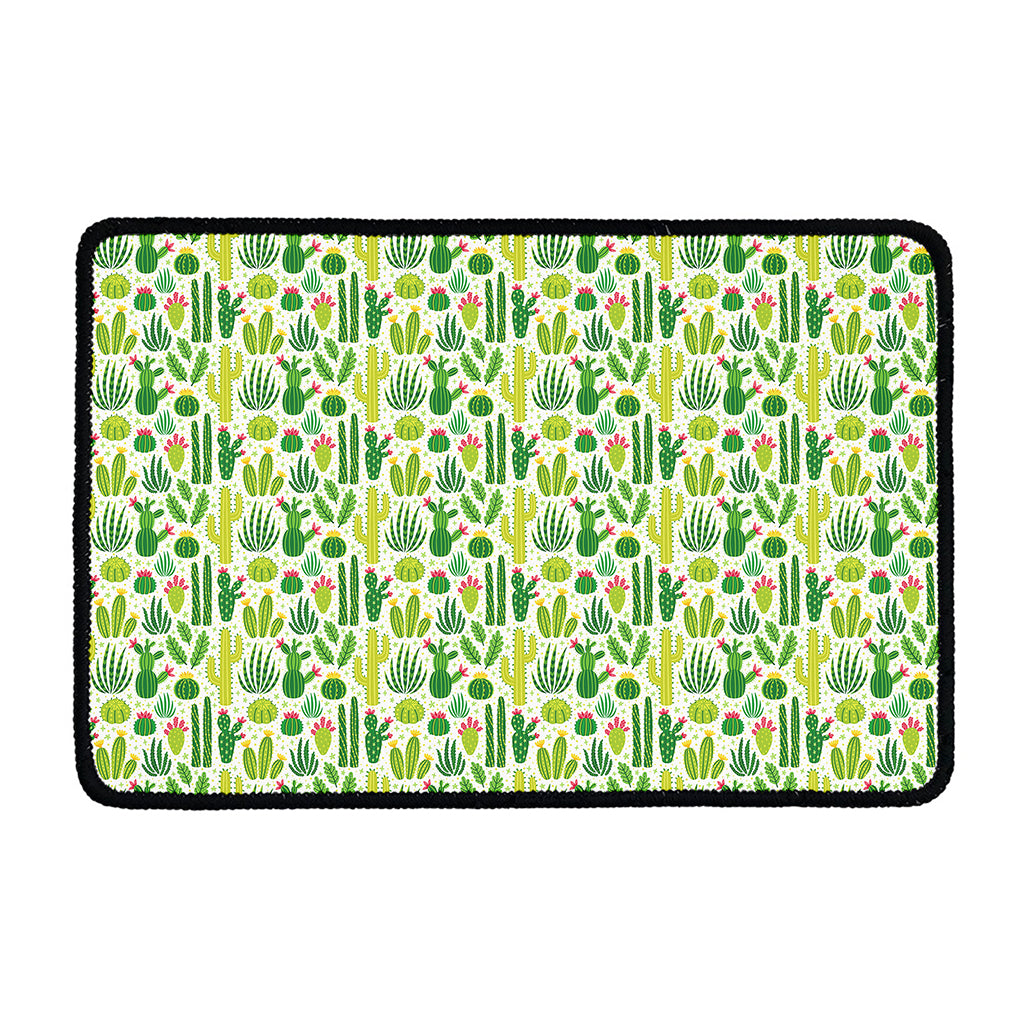 White Cactus Plant Pattern Print Kitchen Mat