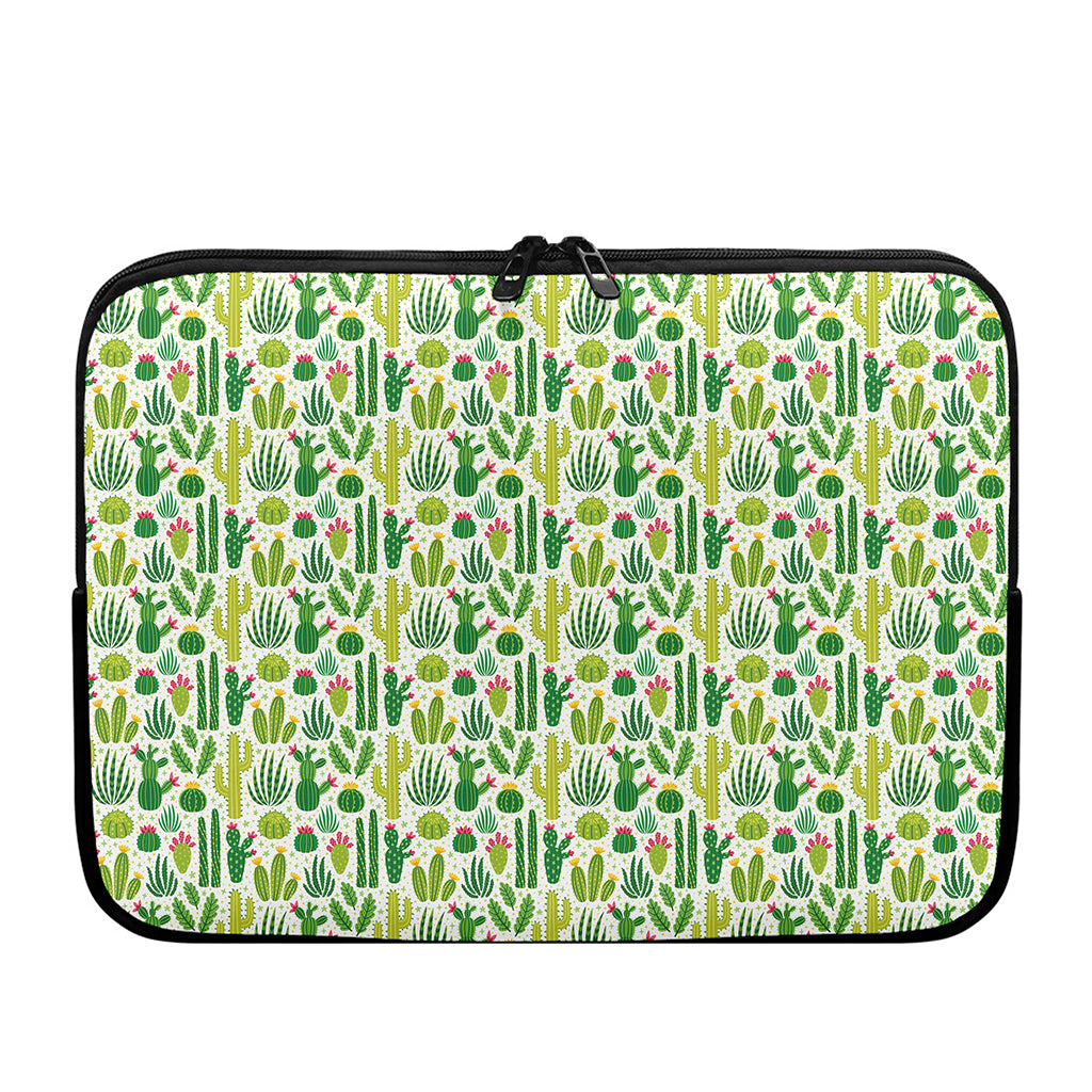 White Cactus Plant Pattern Print Laptop Sleeve