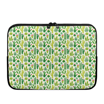 White Cactus Plant Pattern Print Laptop Sleeve