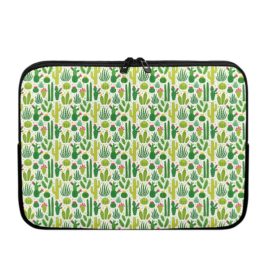 White Cactus Plant Pattern Print Laptop Sleeve
