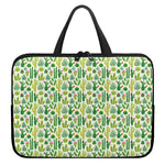 White Cactus Plant Pattern Print Laptop Sleeve With Handle