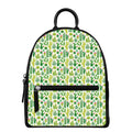 White Cactus Plant Pattern Print Leather Backpack