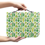 White Cactus Plant Pattern Print Leather Bible Cover