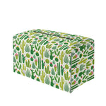 White Cactus Plant Pattern Print Leather Tissue Box Cover