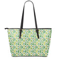 White Cactus Plant Pattern Print Leather Tote Bag With Zipper