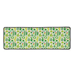 White Cactus Plant Pattern Print Long Kitchen Mat