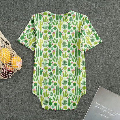 White Cactus Plant Pattern Print Men's Bodysuit
