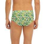 White Cactus Plant Pattern Print Men's Briefs
