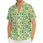 White Cactus Plant Pattern Print Men's Deep V-Neck Shirt