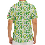 White Cactus Plant Pattern Print Men's Deep V-Neck Shirt