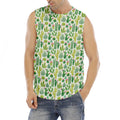 White Cactus Plant Pattern Print Men's Fitness Tank Top