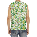 White Cactus Plant Pattern Print Men's Fitness Tank Top