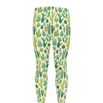 White Cactus Plant Pattern Print Men's leggings