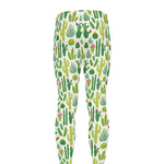 White Cactus Plant Pattern Print Men's leggings