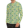 White Cactus Plant Pattern Print Men's Long Sleeve Rash Guard
