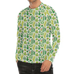 White Cactus Plant Pattern Print Men's Long Sleeve Rash Guard