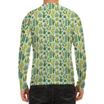 White Cactus Plant Pattern Print Men's Long Sleeve Rash Guard