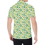 White Cactus Plant Pattern Print Men's Shirt