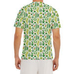 White Cactus Plant Pattern Print Men's Short Sleeve Rash Guard