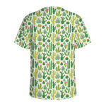 White Cactus Plant Pattern Print Men's Sports T-Shirt