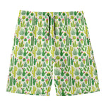 White Cactus Plant Pattern Print Men's Swim Trunks