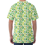 White Cactus Plant Pattern Print Men's Velvet T-Shirt