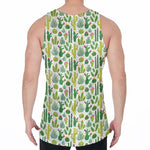 White Cactus Plant Pattern Print Men's Velvet Tank Top