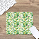 White Cactus Plant Pattern Print Mouse Pad