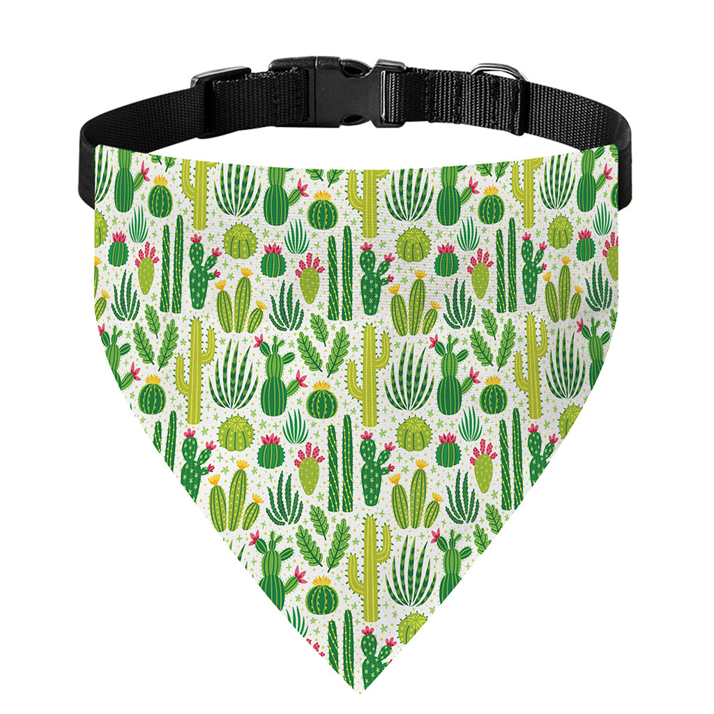 White Cactus Plant Pattern Print Over The Collar Dog Bandana